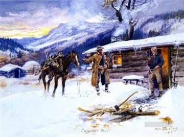 carne navideña 1915 Charles Marion Russell Pinturas al óleo